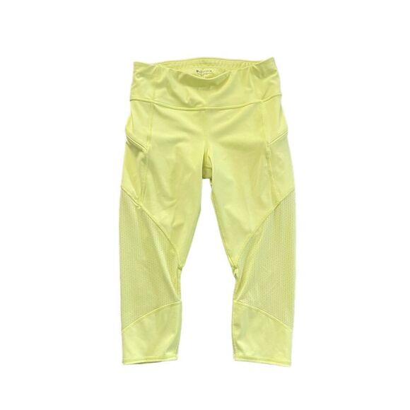 ATHLETA Mesh Contender Capri Neon yellow Size Medium - Picture 2 of 8